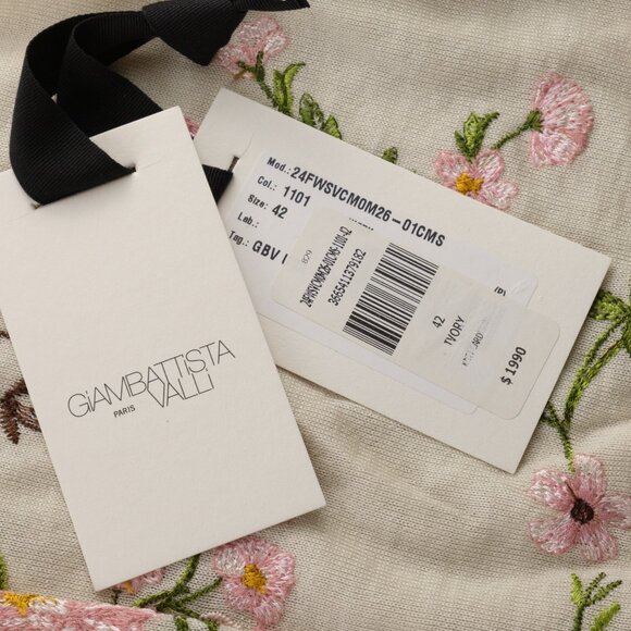 Giambattista Valli Floral Embroidered Knit Cardigan, Ivory, Size IT 42/US 6 - Picture 8 of 15